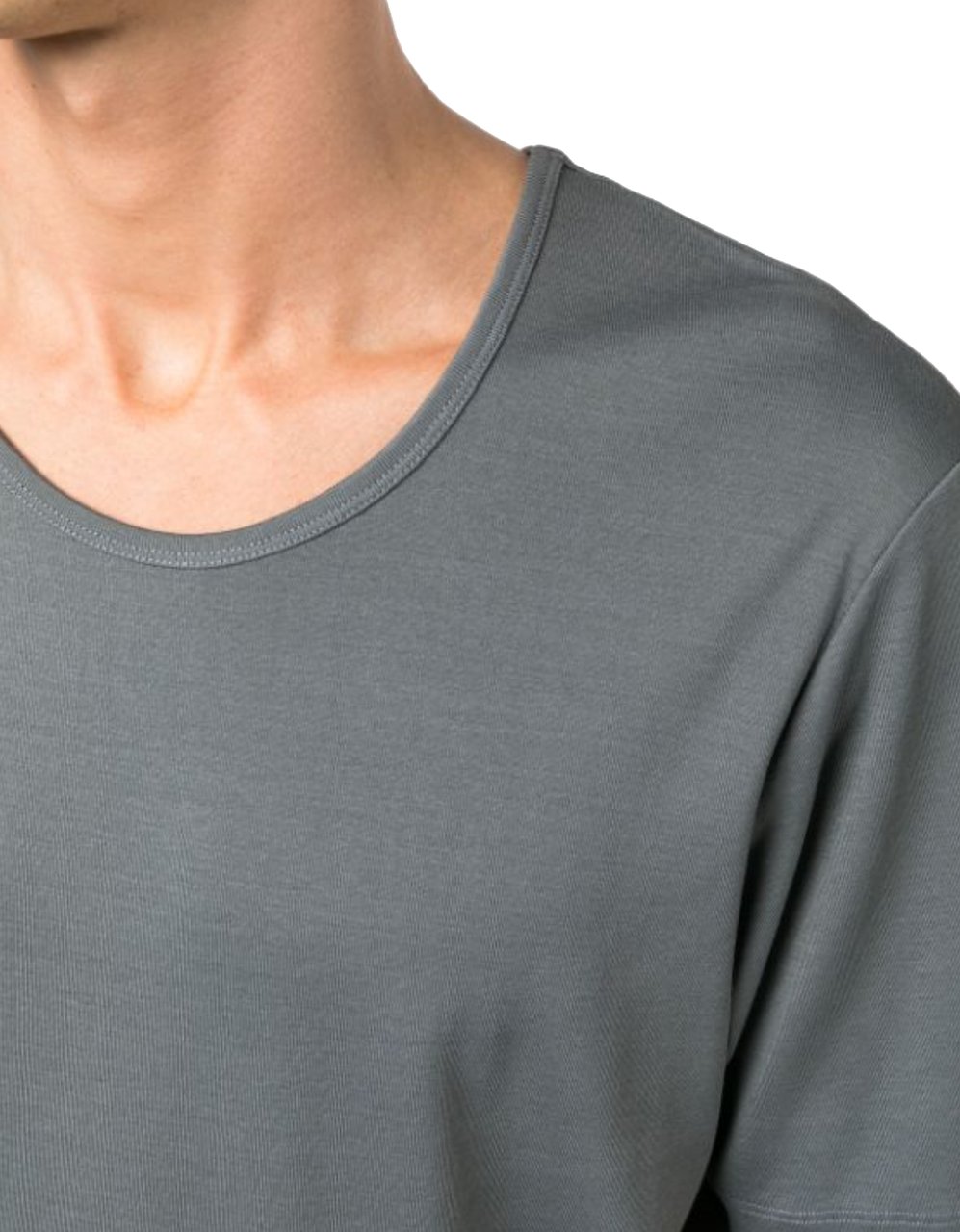 Lemaire Rib U Neck T-shirt Storm Grey Grijs