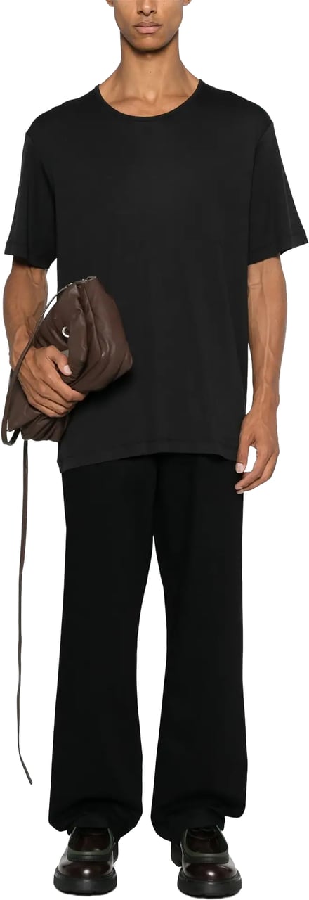 Lemaire Rib U Neck T-shirt Squid Ink Zwart