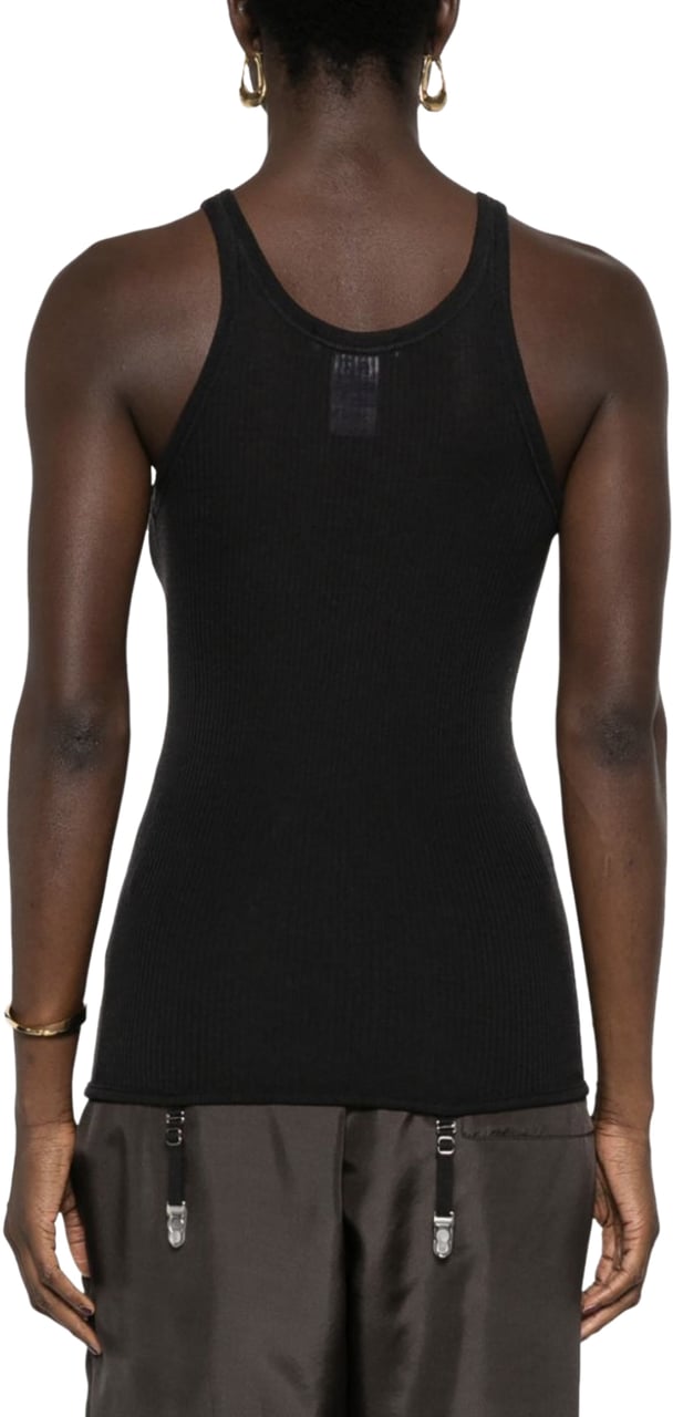 Lemaire Seamless Tank Top With Suspenders Granite Black Zwart
