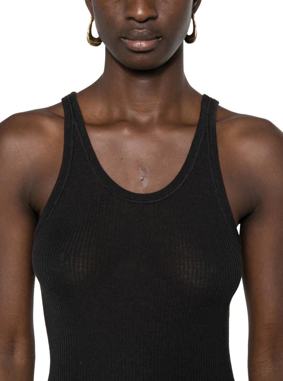 Lemaire Seamless Tank Top With Suspenders Granite Black Zwart