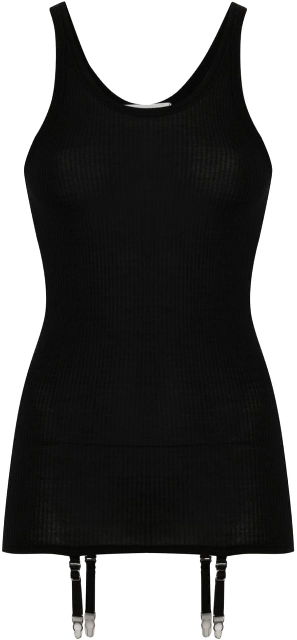 Lemaire Seamless Tank Top With Suspenders Granite Black Zwart