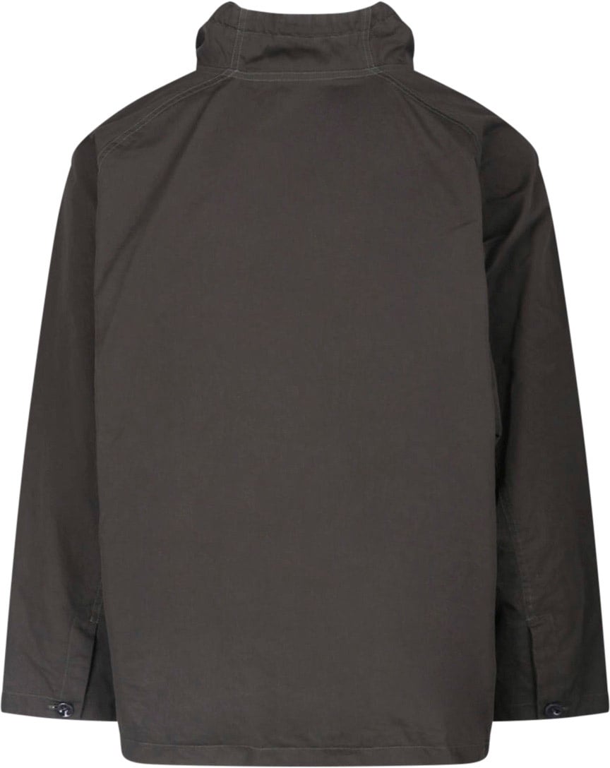 Lemaire Grey Funnel Neck Boxy Cropped Hooded Sweatshirt Grijs