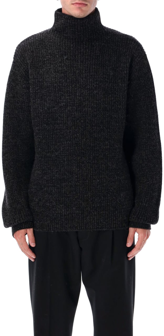Lemaire Highneck Sweater Black Mink Zwart