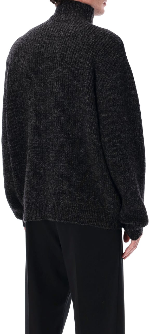 Lemaire Highneck Sweater Black Mink Zwart