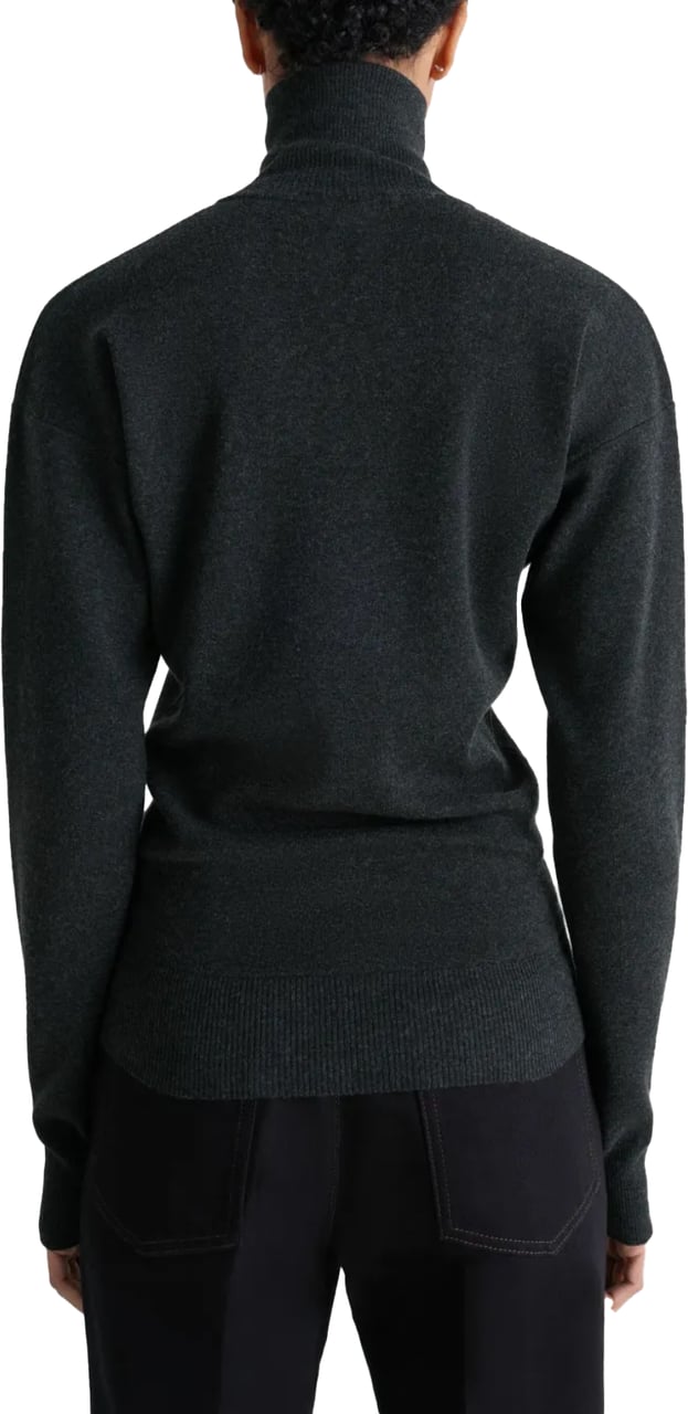 Lemaire Buttoned Fitted Cardigan Anthracite Melange Grijs
