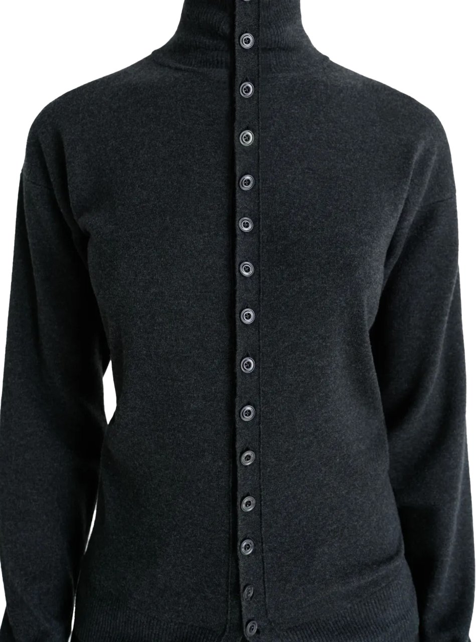 Lemaire Buttoned Fitted Cardigan Anthracite Melange Grijs