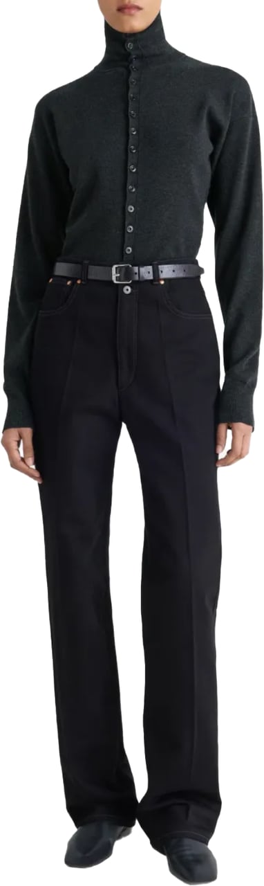 Lemaire Buttoned Fitted Cardigan Anthracite Melange Grijs