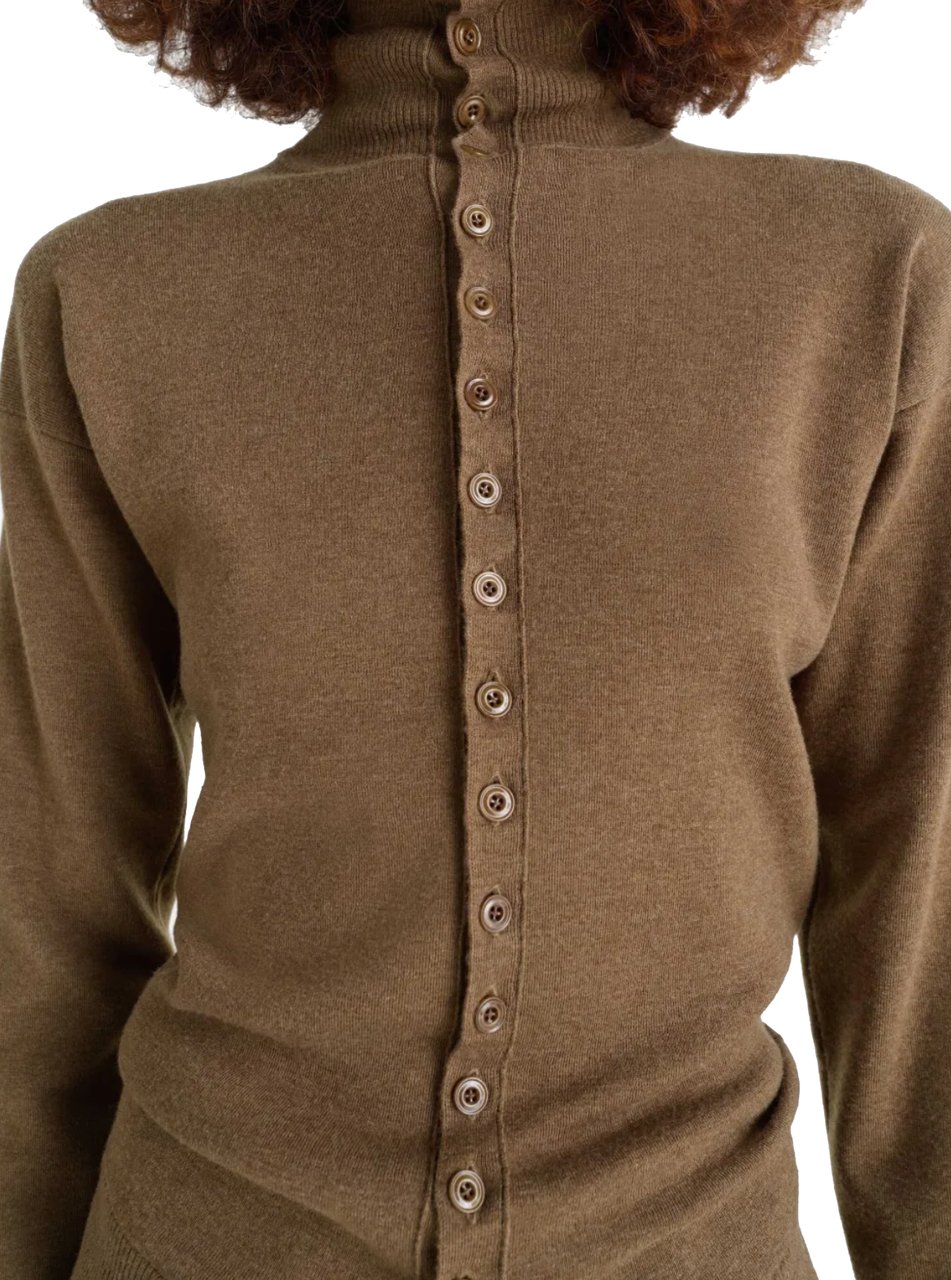Lemaire Buttoned Fitted Cardigan Havana Bruin