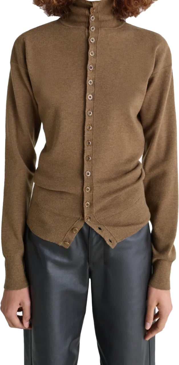 Lemaire Buttoned Fitted Cardigan Havana Bruin
