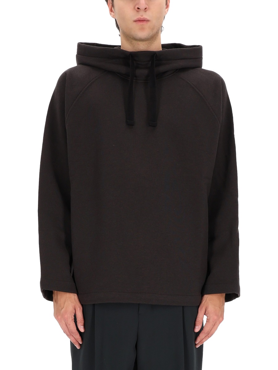 Lemaire Black Boxy High Neck Hoodie Zwart