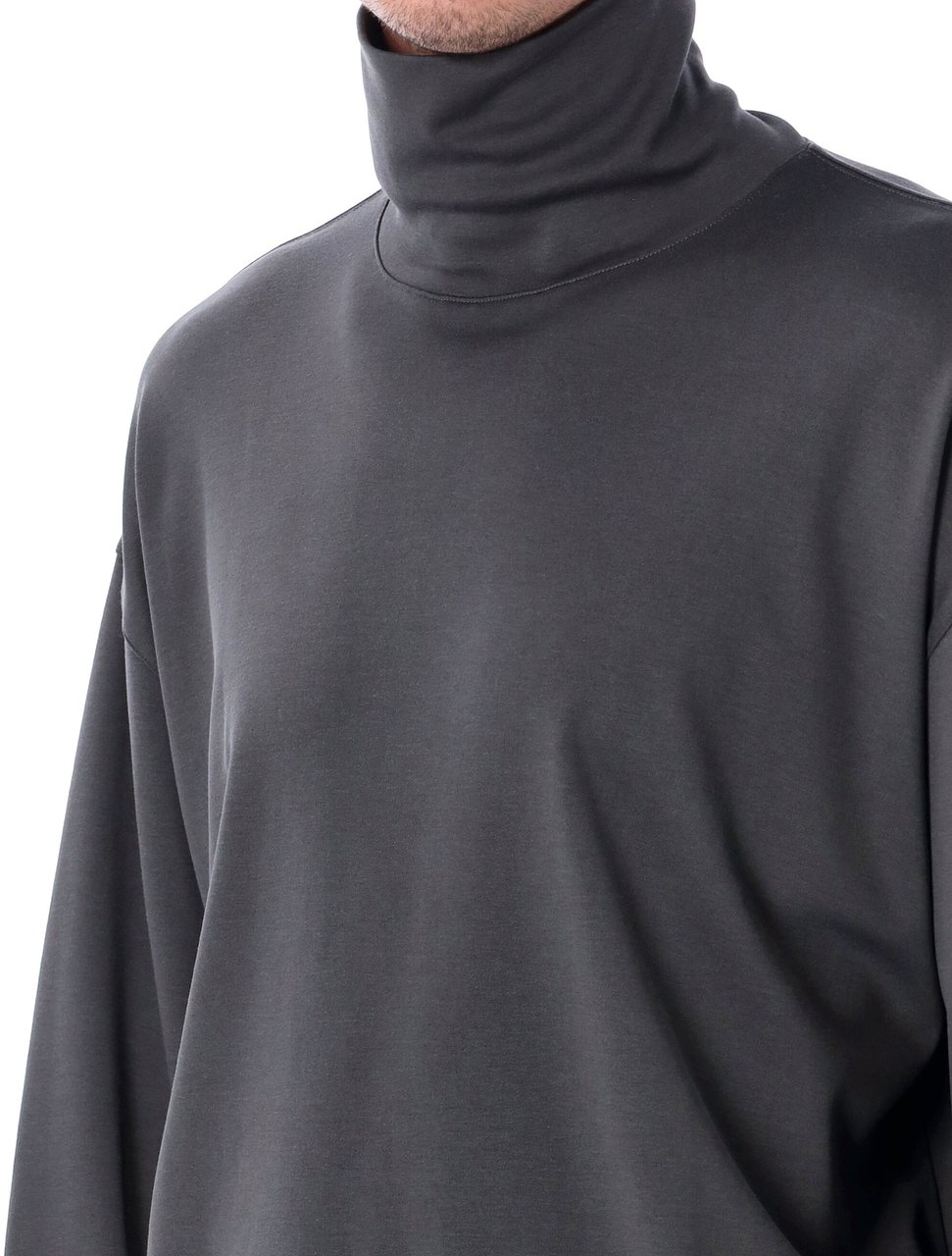 Lemaire High Neck L/S Tee Carbon Grey Grijs