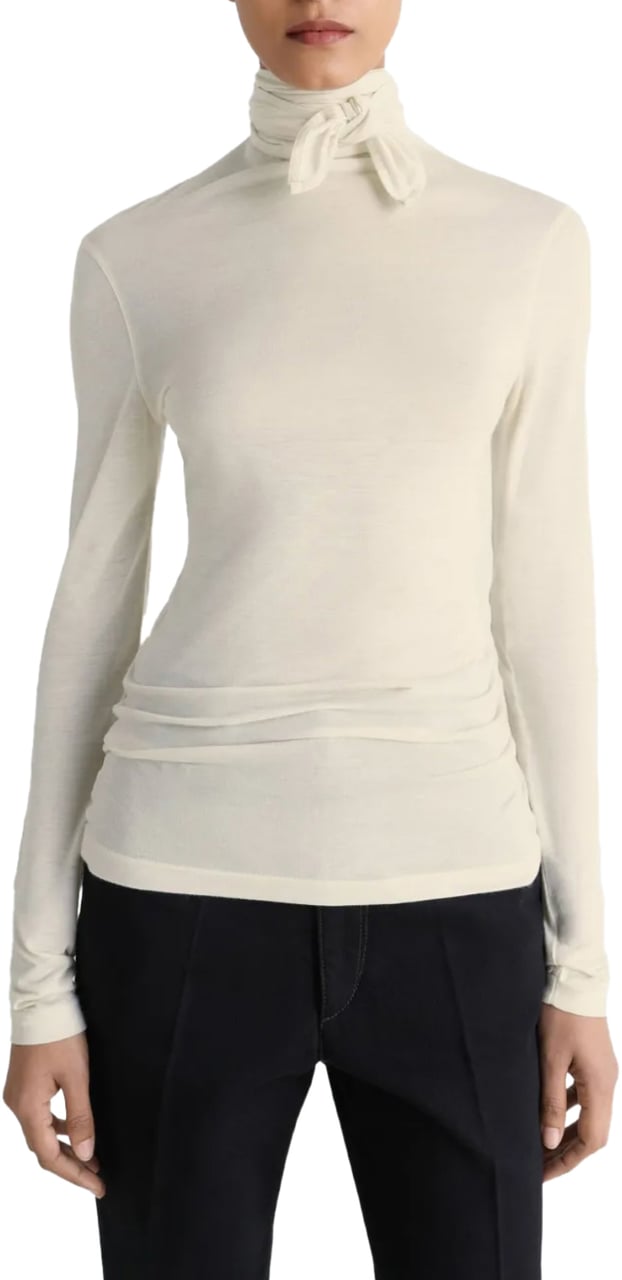 Lemaire Foulard Top With Patchs Pearl White Wit
