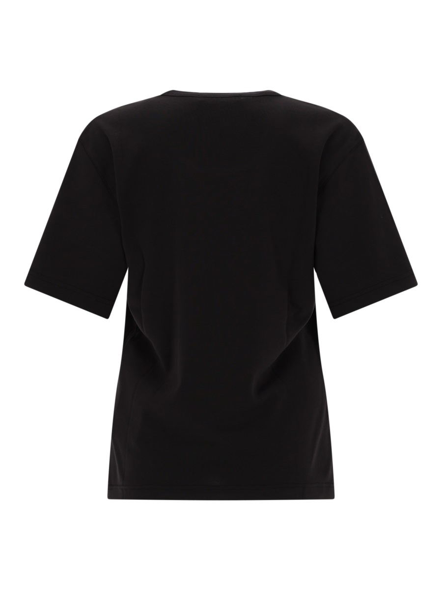 Lemaire Neutrals Rib Loose Fit Crewneck Cotton T-Shirt Zwart