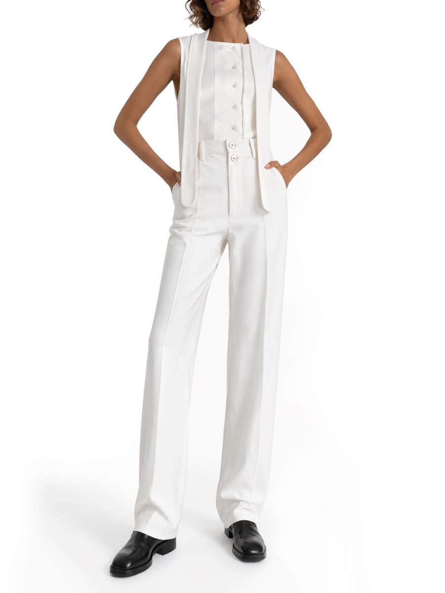 Lemaire Asymmetrical Fitted Top with Button-Down Front Wit