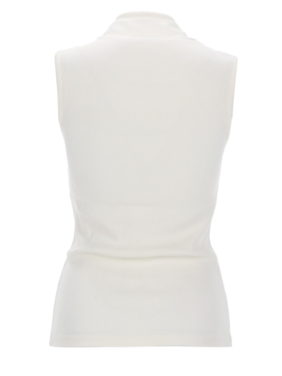 Lemaire Asymmetrical Fitted Top with Button-Down Front Wit