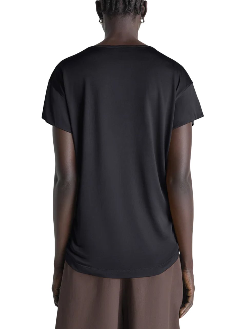 Lemaire Short Sleeve Foulard Top with Tied Scarf Detail Zwart