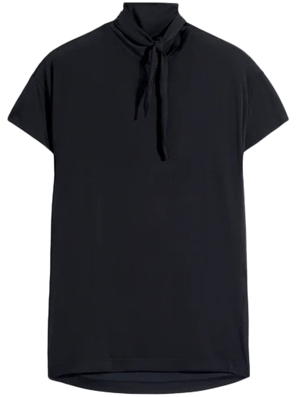 Lemaire Short Sleeve Foulard Top with Tied Scarf Detail Zwart