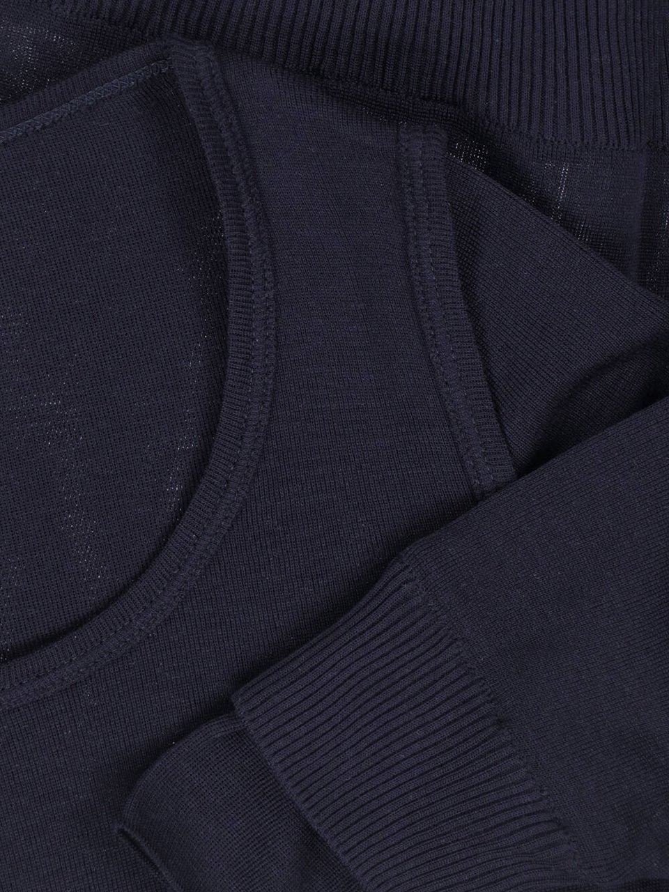Lemaire Navy Viscose Silk Three-Quarter Sleeve T-Shirt Blauw