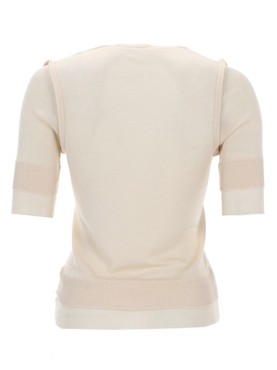 Lemaire Trompe L'Oeil Viscose-Silk Round Neck Top Wit