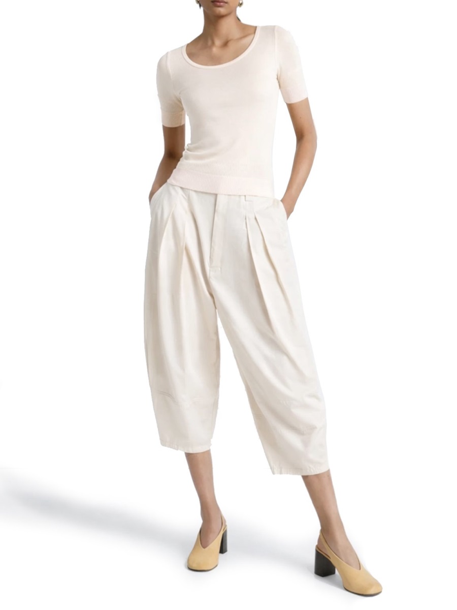 Lemaire Trompe L'Oeil Viscose-Silk Round Neck Top Wit