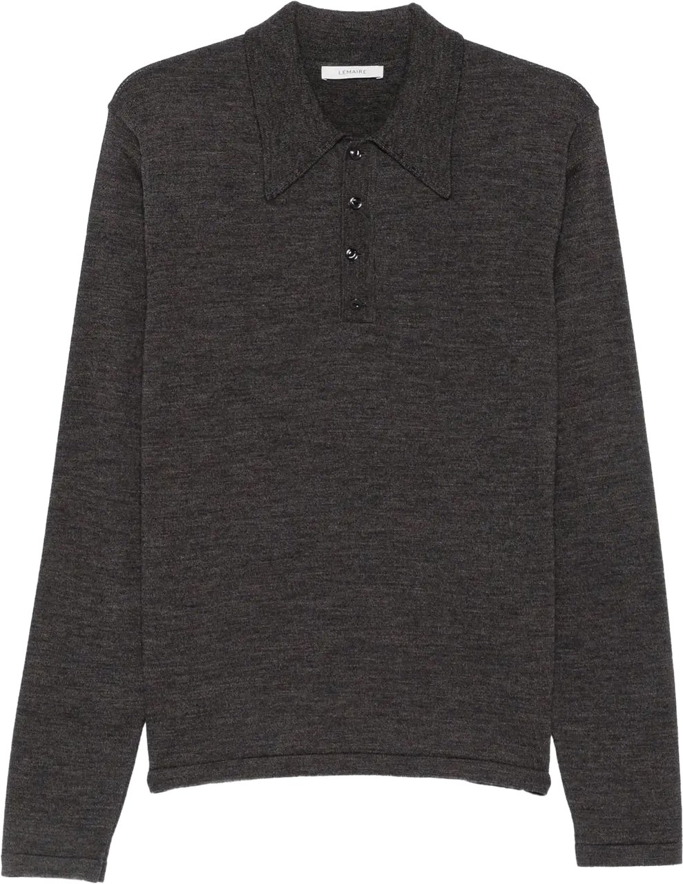 Lemaire Ls Knitted Polo Top Ecorce Grijs