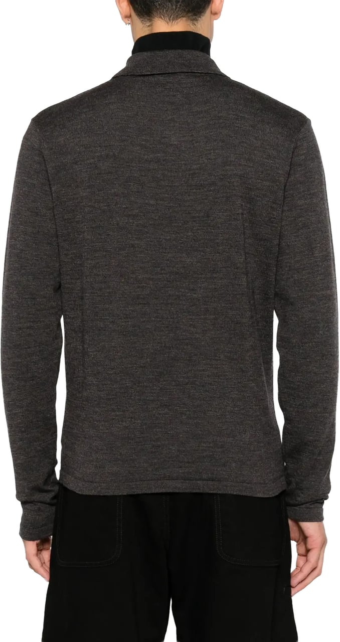 Lemaire Ls Knitted Polo Top Ecorce Grijs