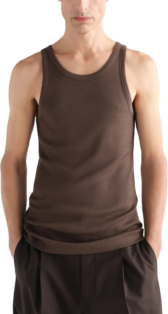 Lemaire Ribbed Tank Top Carob Bruin