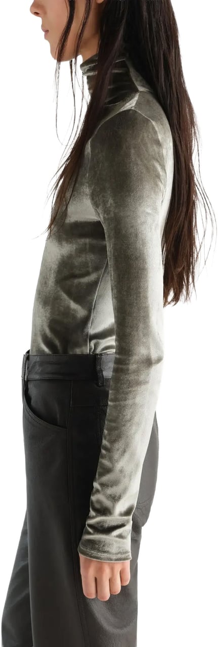 Lemaire Fitted High Neck Top Chrome Grijs
