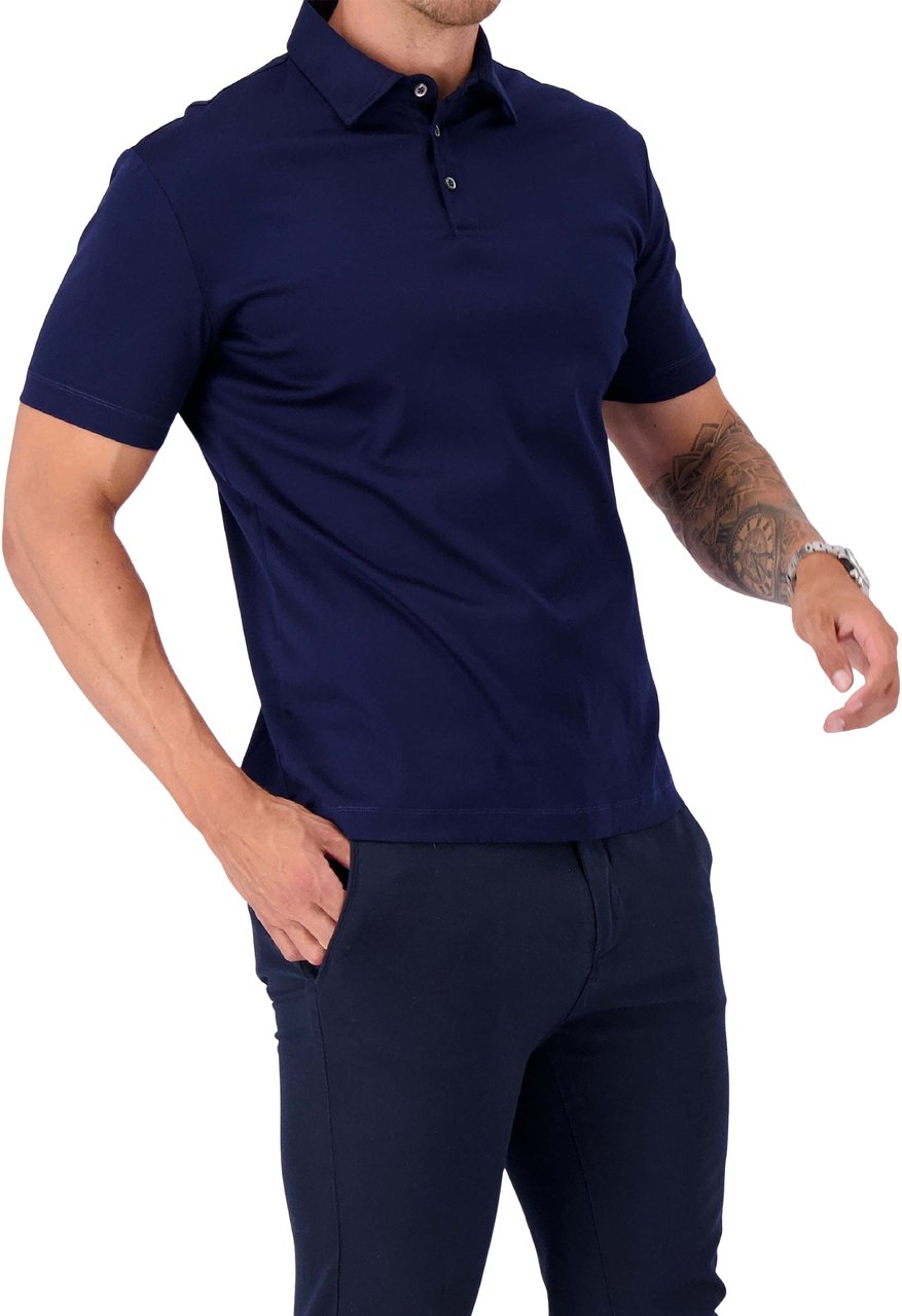 Les Brutes Mercerized Cotton Polo Blauw