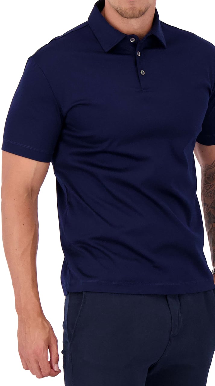 Les Brutes Mercerized Cotton Polo Blauw