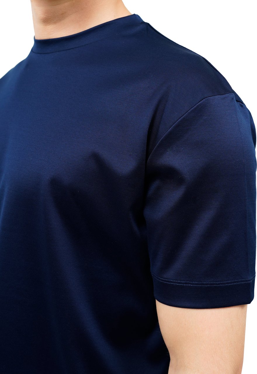 Les Brutes Mercerized Cotton T-Shirt Blauw