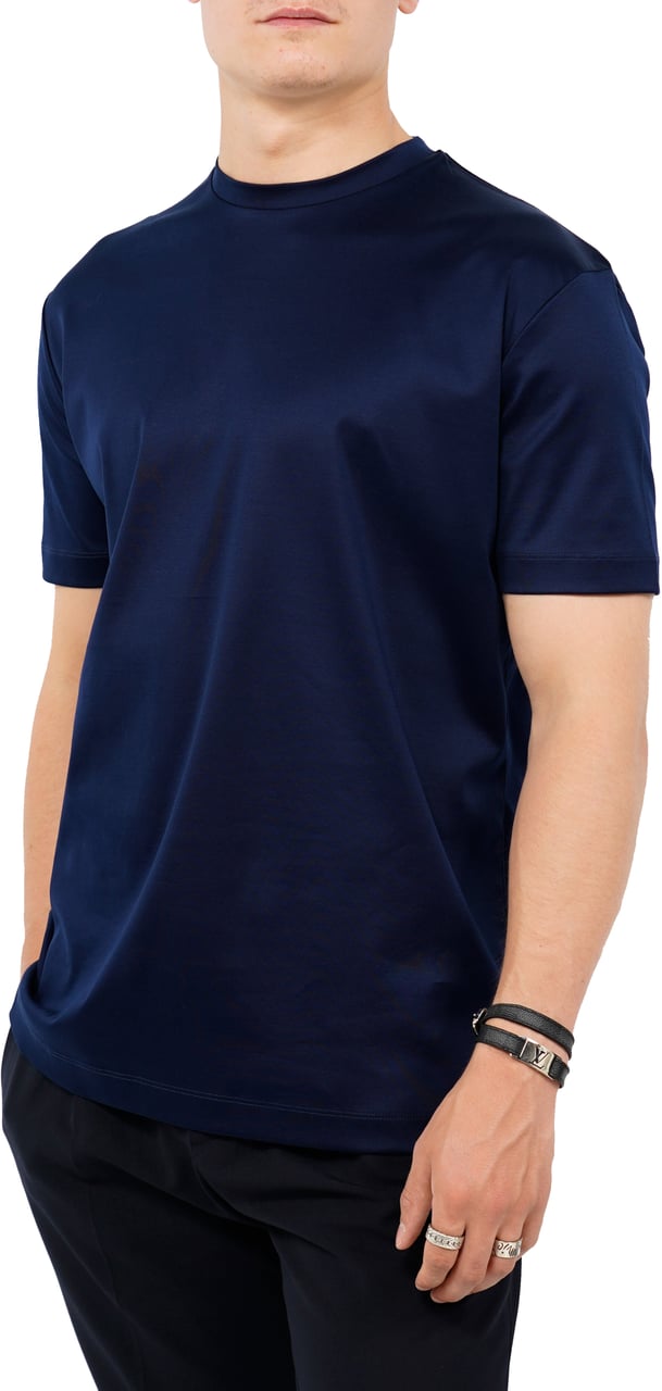 Les Brutes Mercerized Cotton T-Shirt Blauw