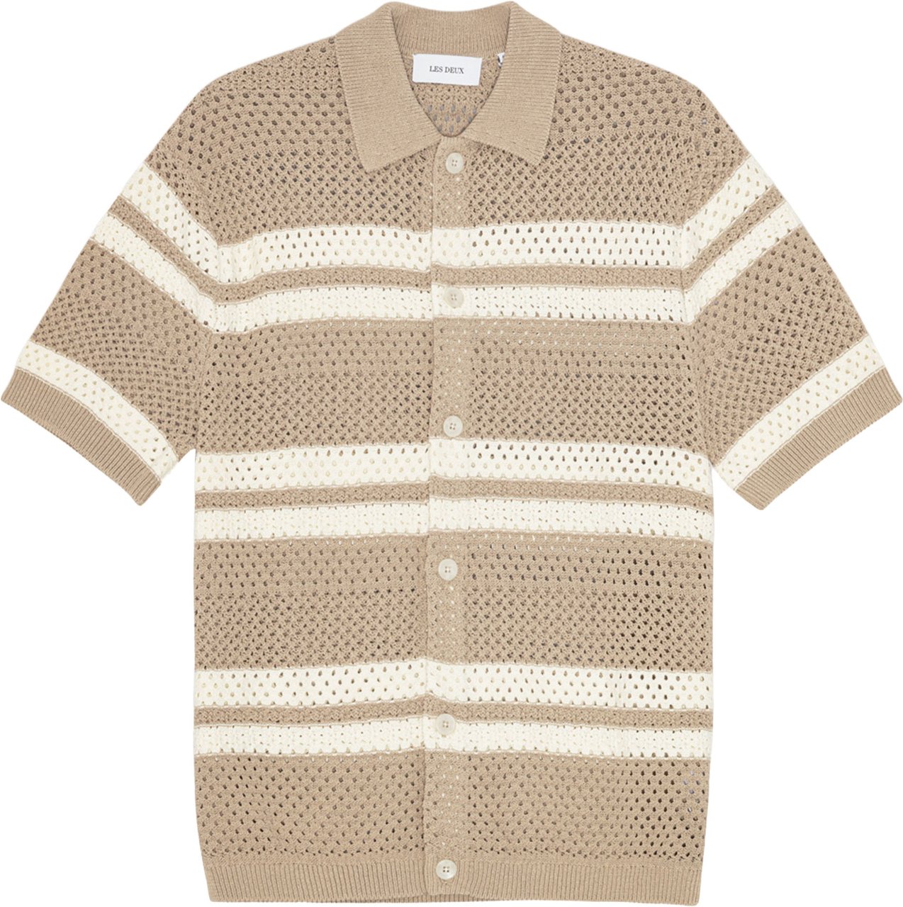 Les Deux Multicolor Stripe Gianni Knitted Shirt Neutraal