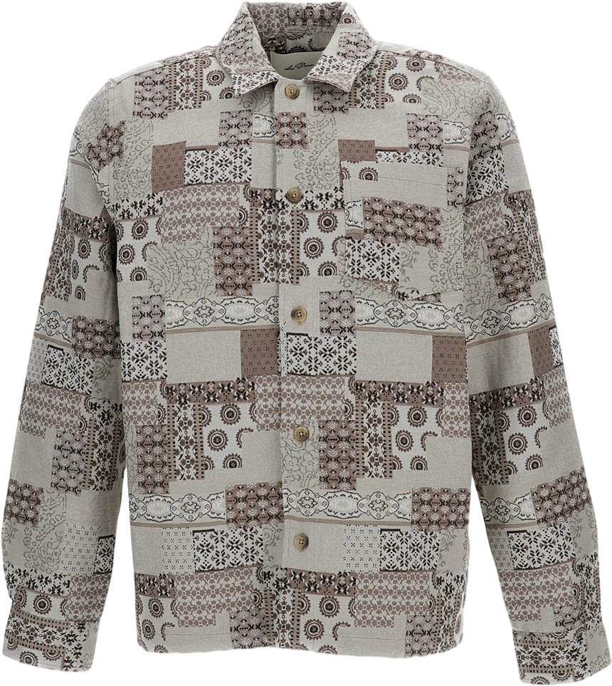 Les Deux Intricate Jacquard Cotton-Blend Overshirt with Boxy Cut Neutraal