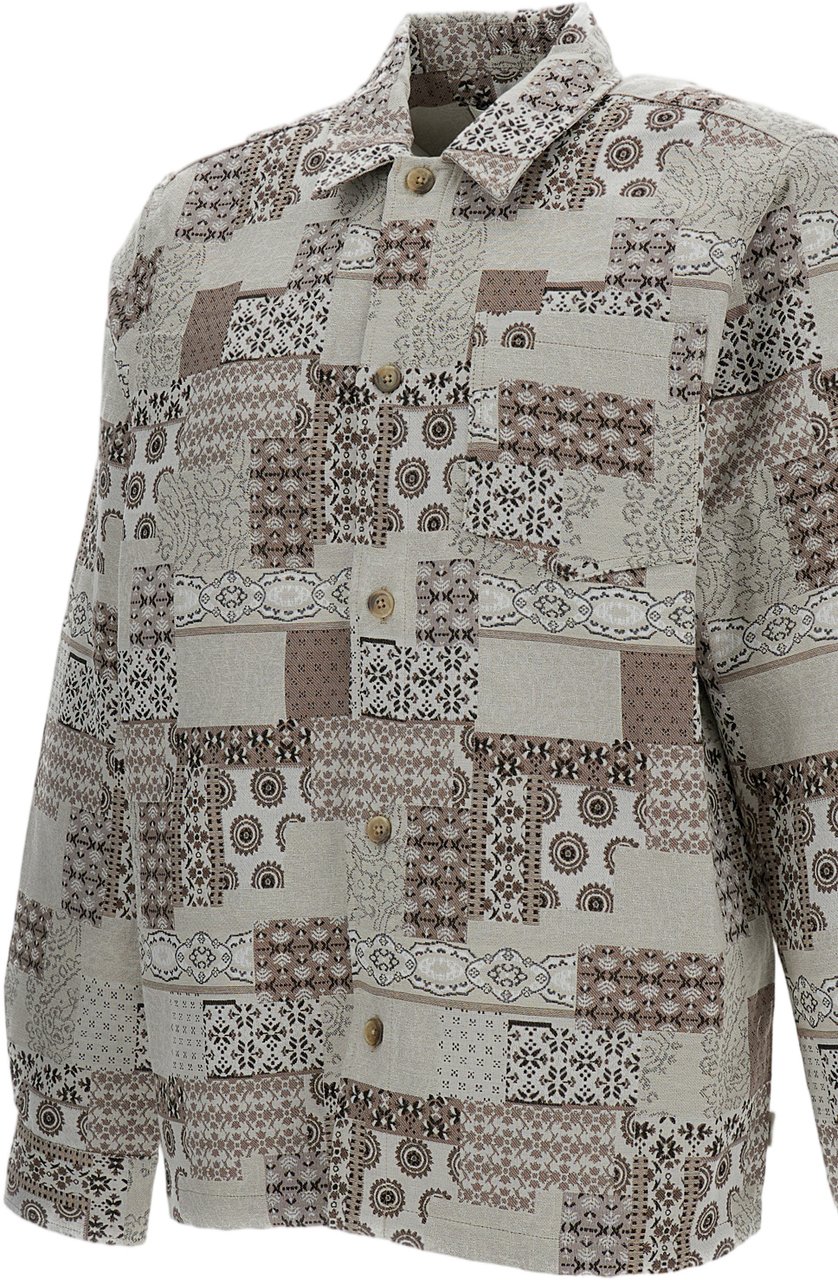 Les Deux Intricate Jacquard Cotton-Blend Overshirt with Boxy Cut Neutraal