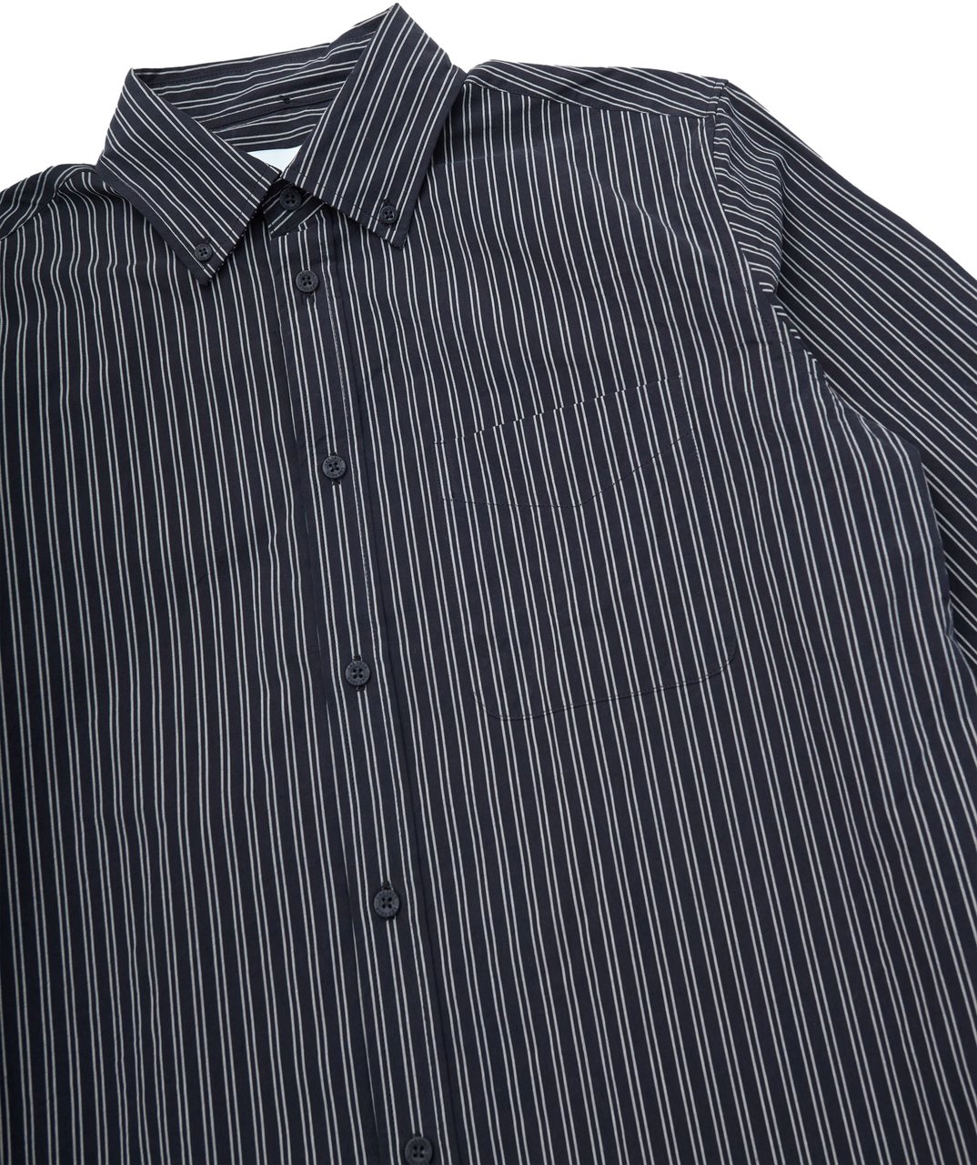 Les Deux Camicia Kent Stripe Poplin Nera Zwart