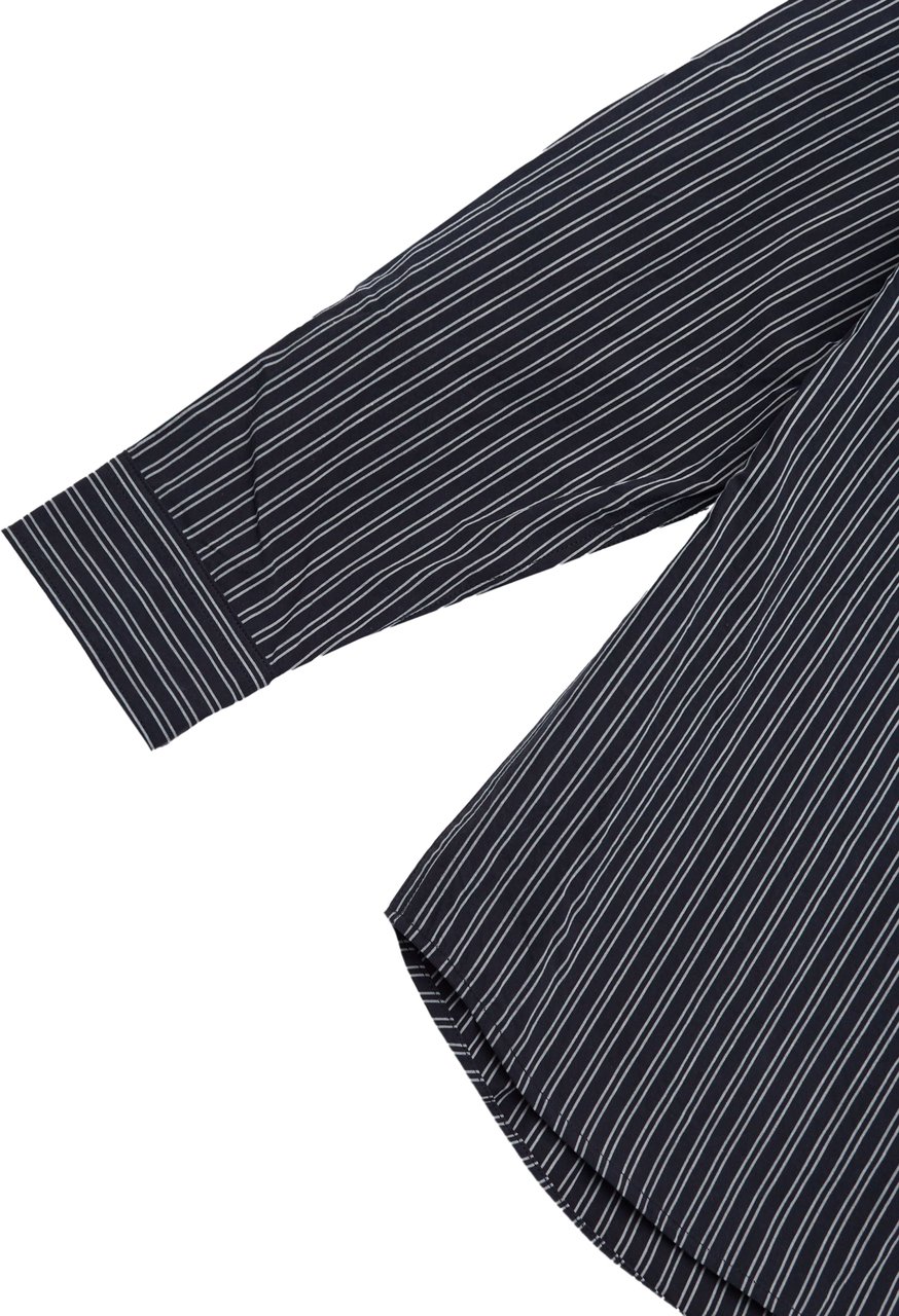 Les Deux Camicia Kent Stripe Poplin Nera Zwart