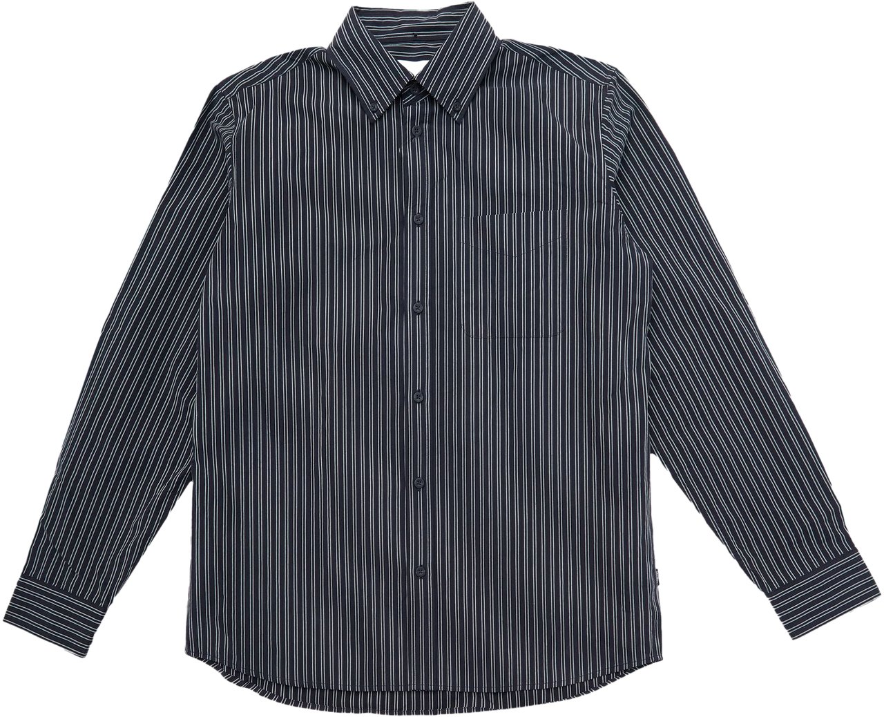 Les Deux Camicia Kent Stripe Poplin Nera Zwart