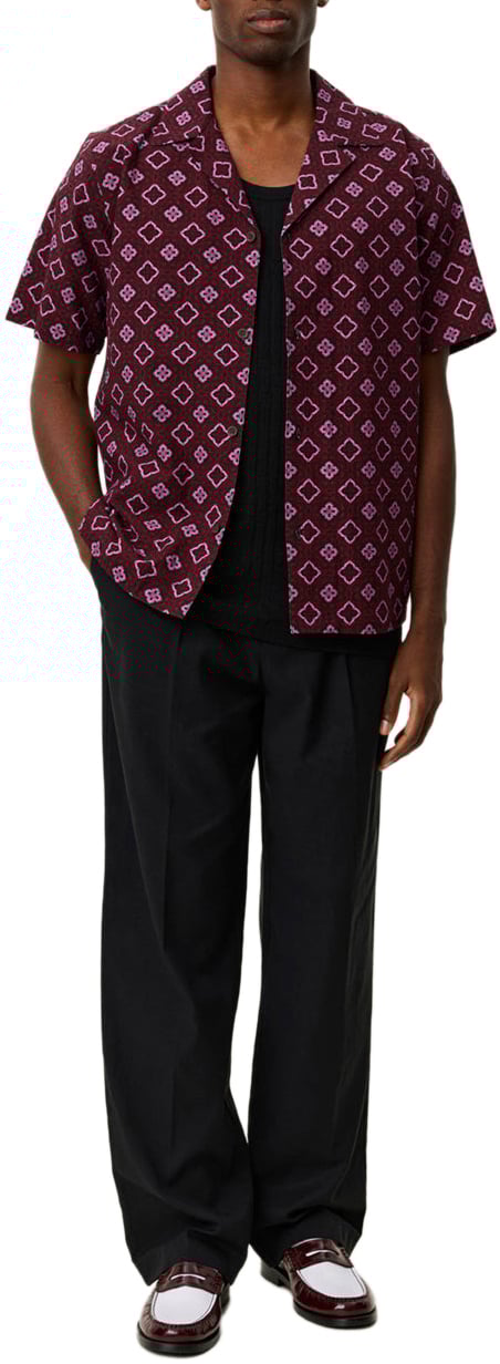 Les Deux Camicia Ss Lukas Arabesque Aop Red Dahlia Divers