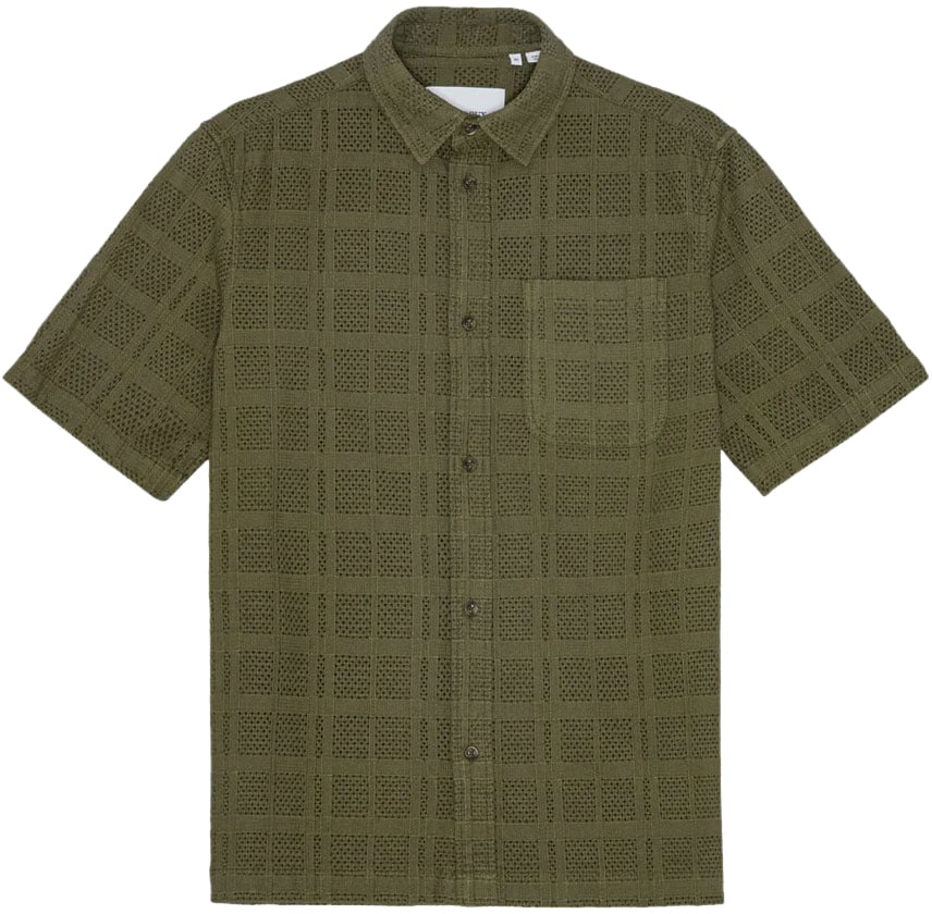 Les Deux chemise les deux charlie coton olive night Groen