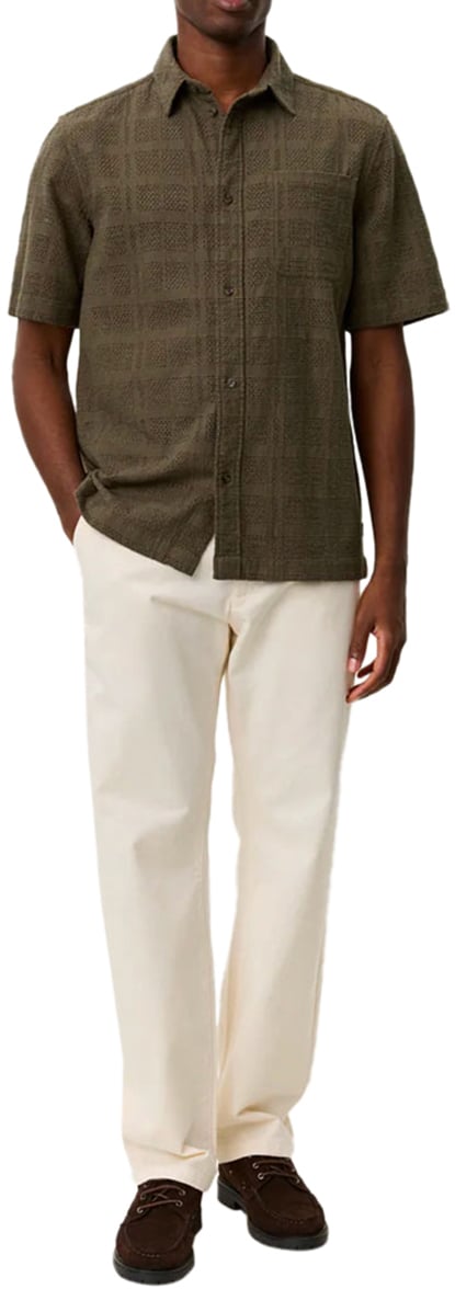 Les Deux chemise les deux charlie coton olive night Groen