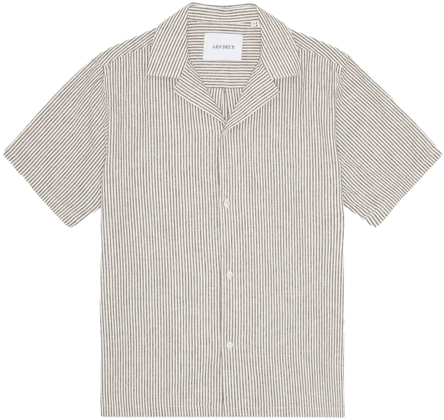 Les Deux chemise manches courtes les deux lukas coton teak brown Bruin