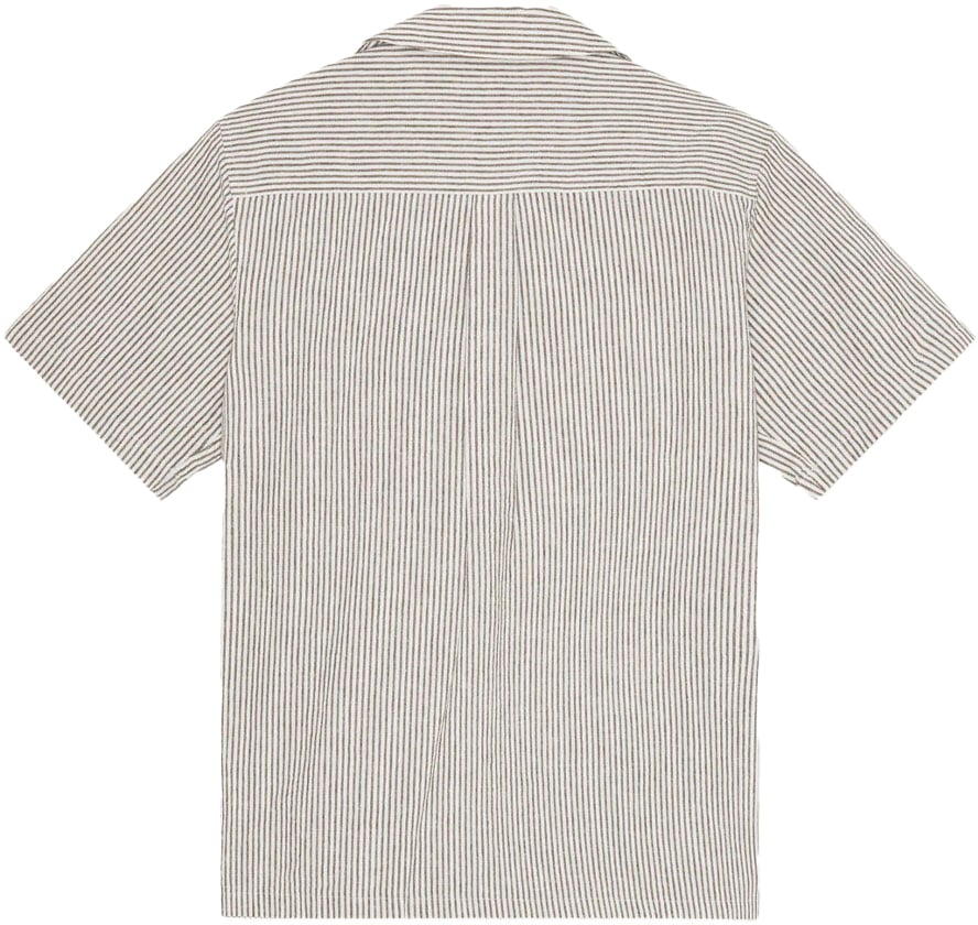 Les Deux chemise noir raye rayure blanc manche courte Bruin