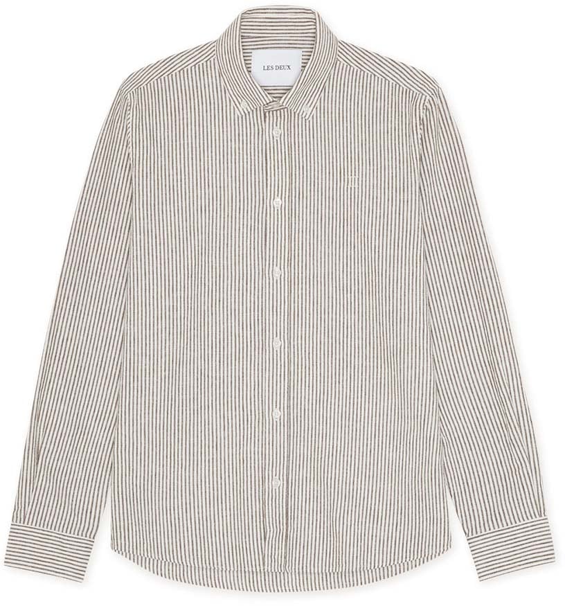 Les Deux chemise rayee konrad 2 Bruin