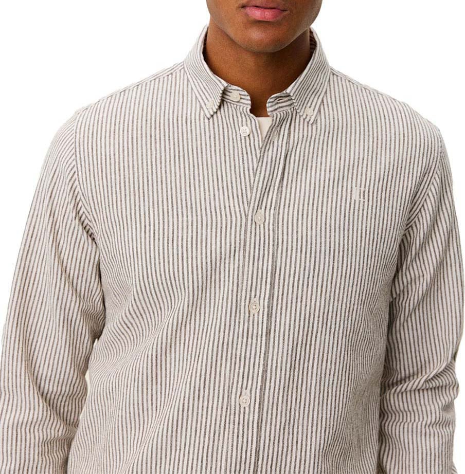 Les Deux chemise rayee les deux konrad teak brown Bruin