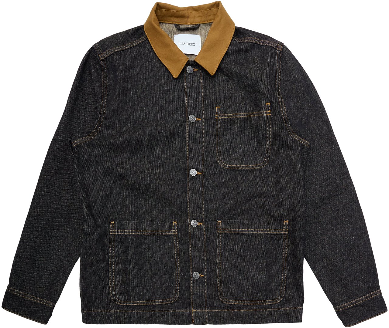 Les Deux Giacca Layton Overshirt Denim Nera Zwart