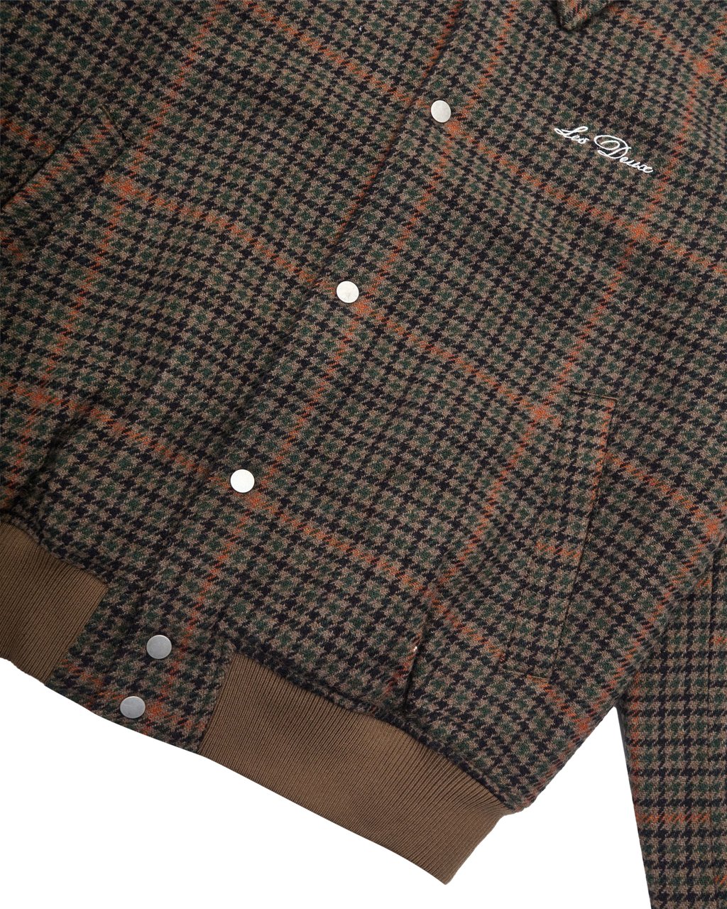 Les Deux Giacca Varsity Houndstooth Marrone Bruin