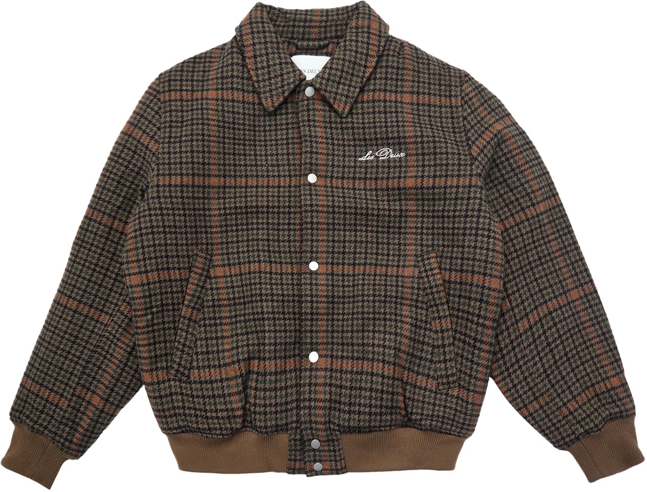 Les Deux Giacca Varsity Houndstooth Marrone Bruin