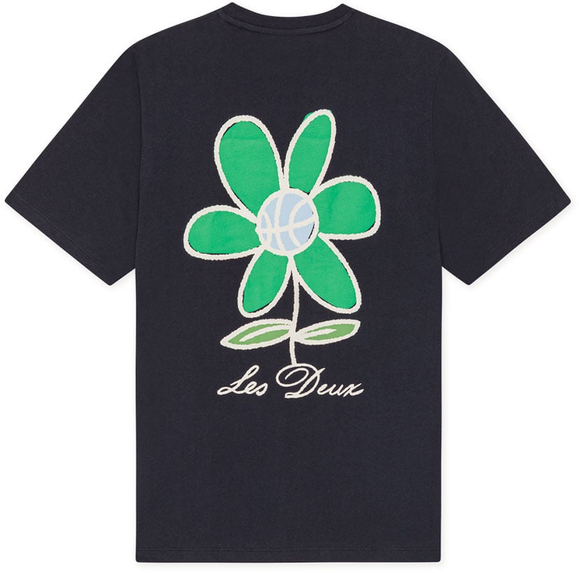 Les Deux les deux flower basket tshirt blue Blauw