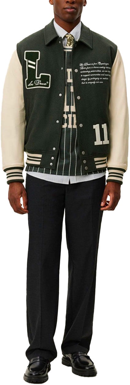 Les Deux les deux varsity wool jacket Groen